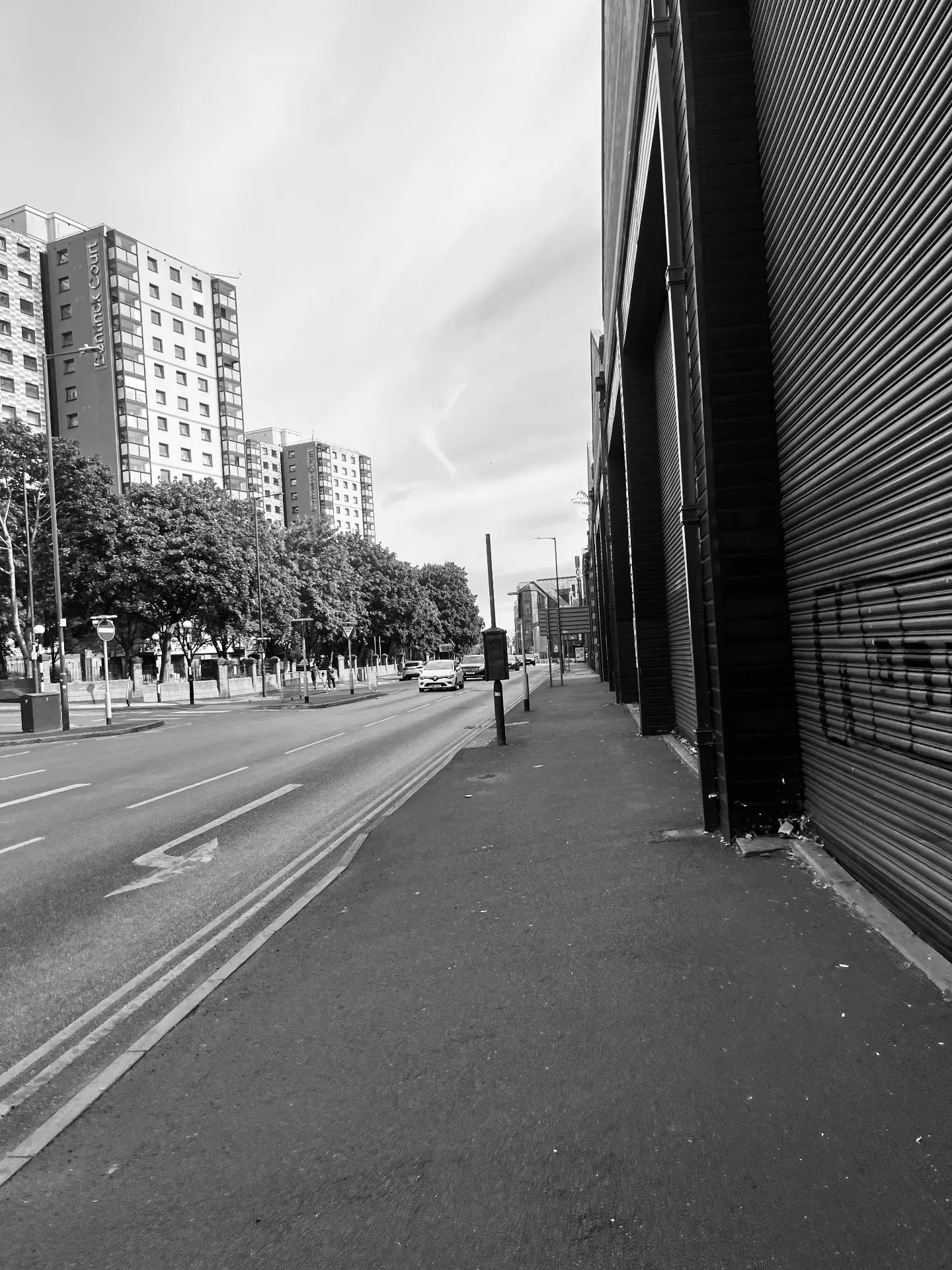 A block of flats on a Nottingham street
